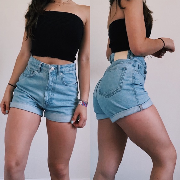 Zara Pants - ZARA blue denim mom shorts